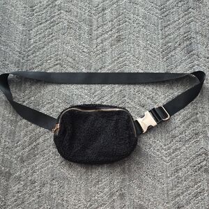 Black Fleece Sherpa Belt Bag